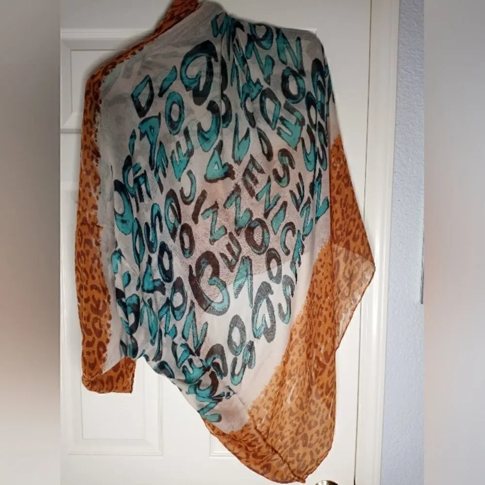 Charlotte Russe Multi Functional Leopard Letters Print Scarf Wrap Vest 70